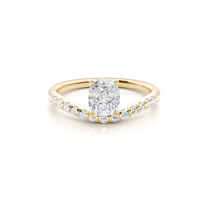 Prong Round Side Stone Moissanite Engagement Ring