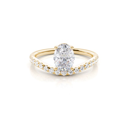 Prong Round Side Stone Moissanite Engagement Ring