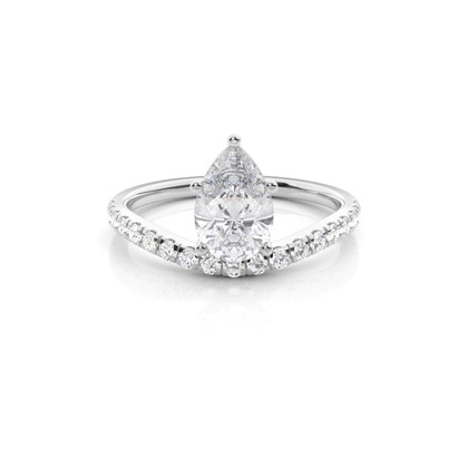Prong Round Side Stone Moissanite Engagement Ring