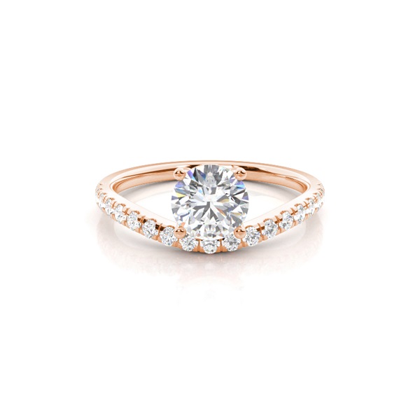 Prong Set Round Side Stone Diamond Engagement Ring