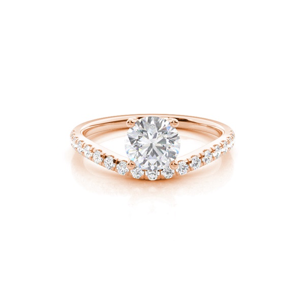 Prong Round Side Stone Moissanite Engagement Ring