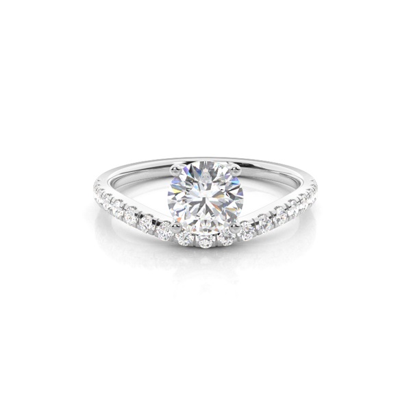 Prong Set Round Side Stone Diamond Engagement Ring