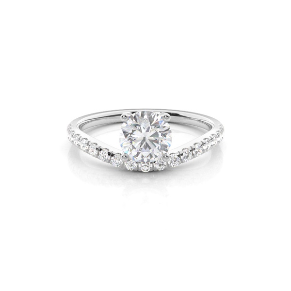 Prong Round Side Stone Moissanite Engagement Ring