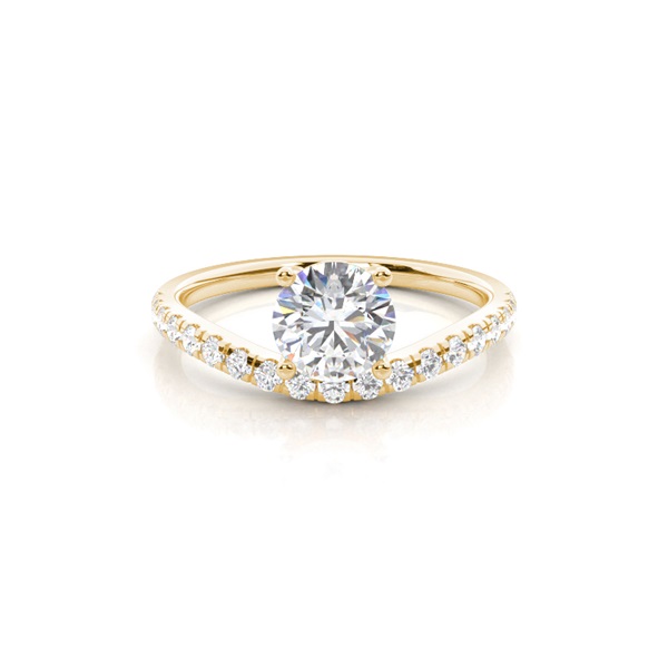 Prong Set Round Side Stone Diamond Engagement Ring