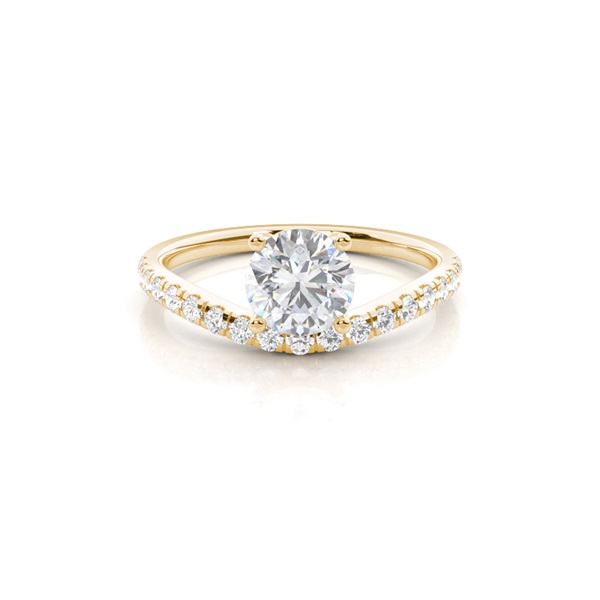 Prong Round Side Stone Moissanite Engagement Ring