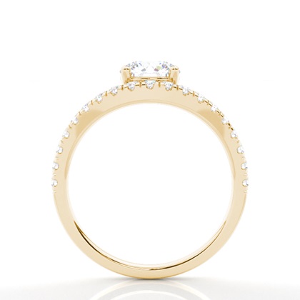 Prong Round Side Stone Moissanit Verlobungsring