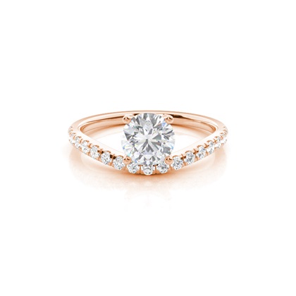 Prong Round Side Stone Moissanite Engagement Ring