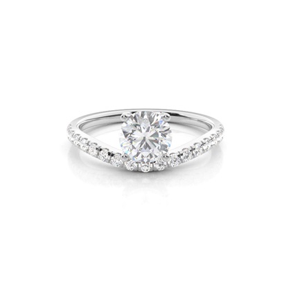 Prong Round Side Stone Moissanite Engagement Ring