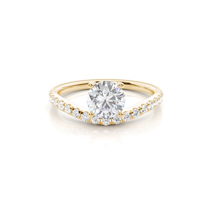 Prong Round Side Stone Moissanite Engagement Ring