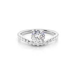 Prong Set Round Side Stone Diamond Engagement Ring