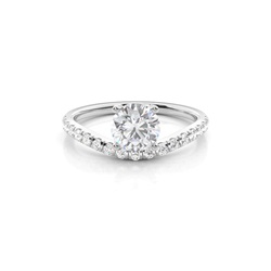 Prong Round Side Stone Moissanite Engagement Ring