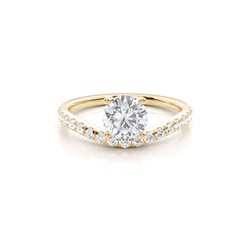 Prong Round Side Stone Moissanite Engagement Ring