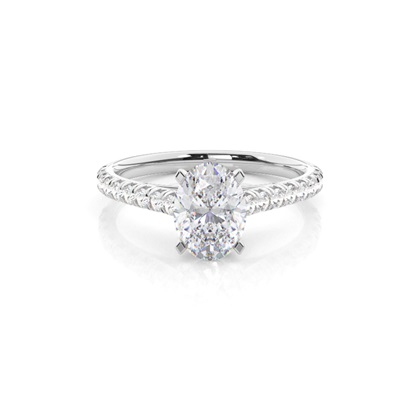 Prong Round Side Stone Moissanite Engagement Ring