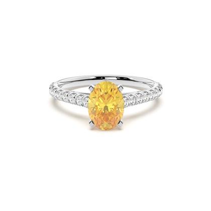 Yellow Diamond Side Stone Engagement Ring