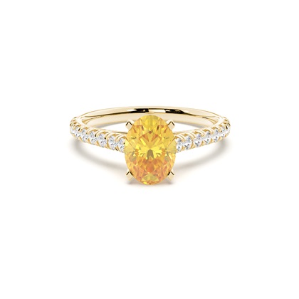 Yellow Diamond Side Stone Engagement Ring