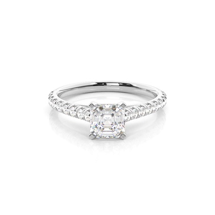 Asscher Side Stone Diamond Rings