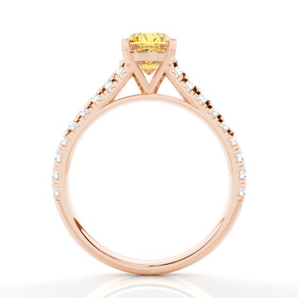 Verlobungsring mit gelbem Diamant und seitlichem Stein