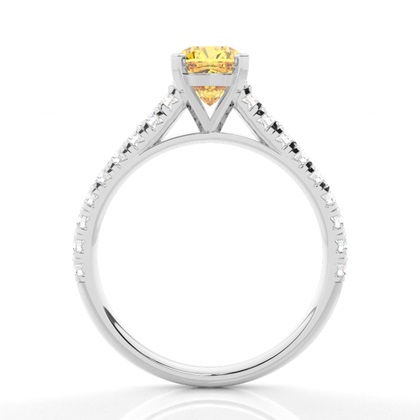 Verlobungsring mit gelbem Diamant und seitlichem Stein