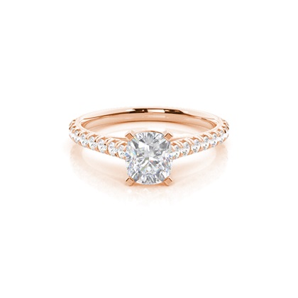 Prong Round Side Stone Moissanite Engagement Ring