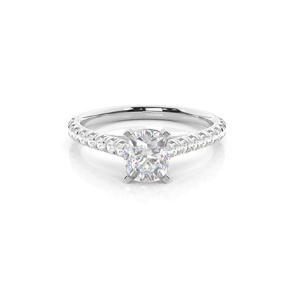 Prong Round Side Stone Moissanite Engagement Ring