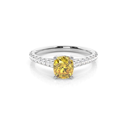 Yellow Diamond Side Stone Engagement Ring