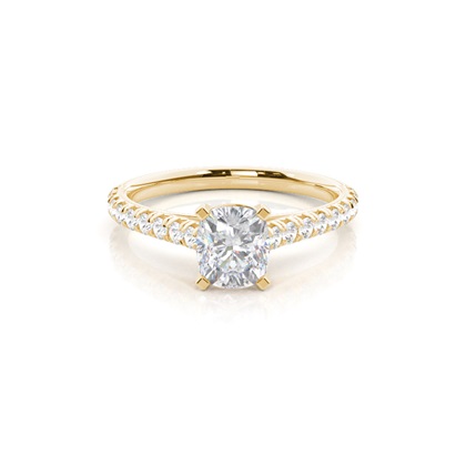 Prong Round Side Stone Moissanite Engagement Ring