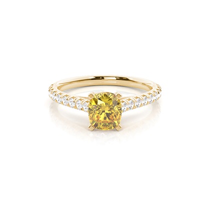 Yellow Diamond Side Stone Engagement Ring