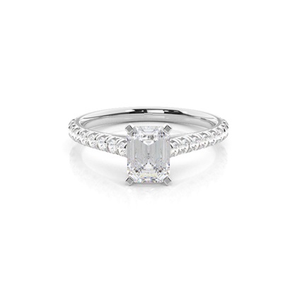 Prong Round Side Stone Moissanite Engagement Ring