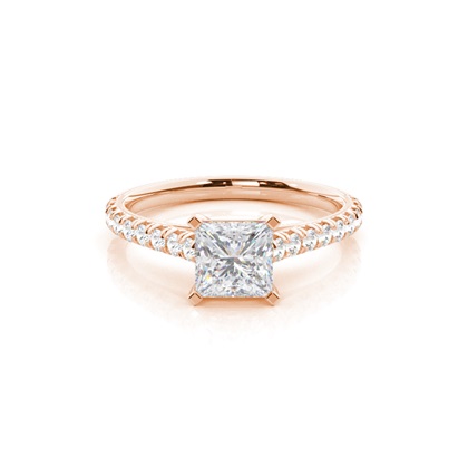 Prong Round Side Stone Moissanite Engagement Ring