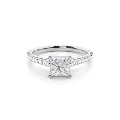 Prong Round Side Stone Moissanite Engagement Ring