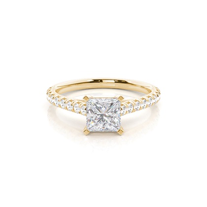 Prong Round Side Stone Moissanite Engagement Ring