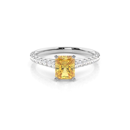Yellow Diamond Side Stone Engagement Ring
