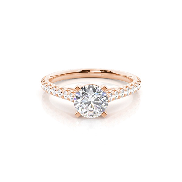 Prong Set Round Side Stone Diamond Engagement Ring
