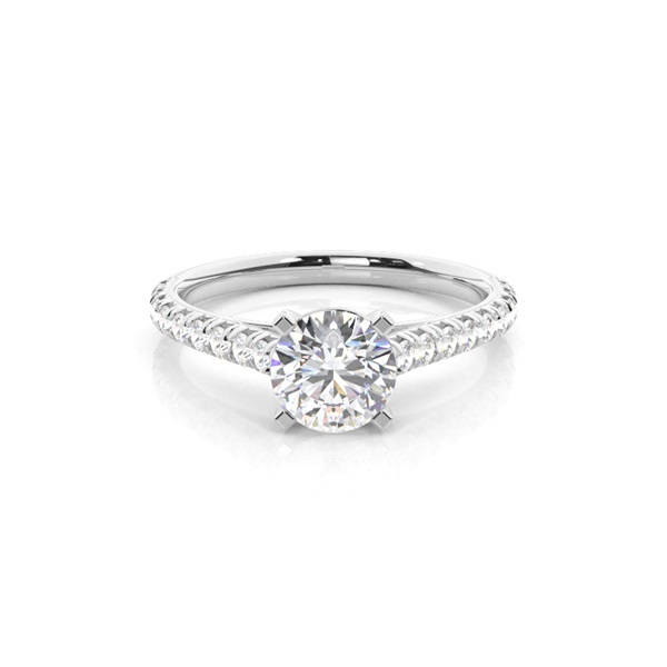 Prong Set Round Side Stone Diamond Engagement Ring
