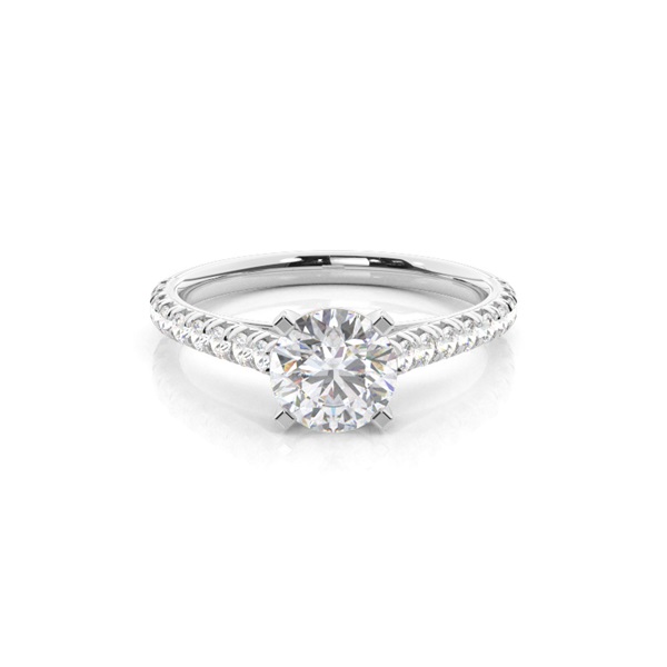 Prong Round Side Stone Moissanite Engagement Ring
