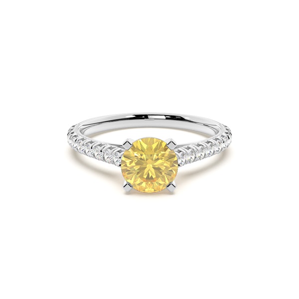 Yellow Diamond Side Stone Engagement Ring
