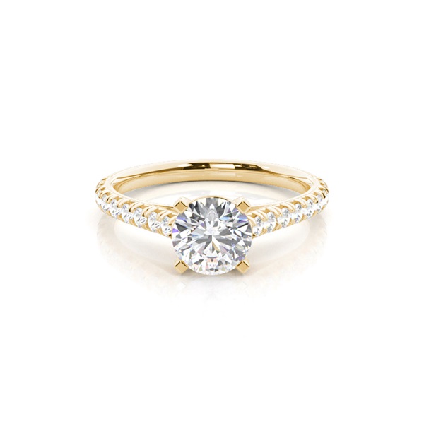 Prong Set Round Side Stone Diamond Engagement Ring