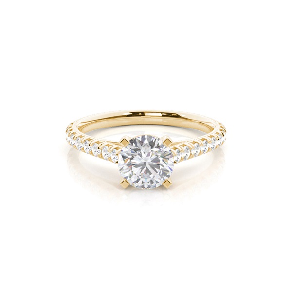 Prong Round Side Stone Moissanite Engagement Ring