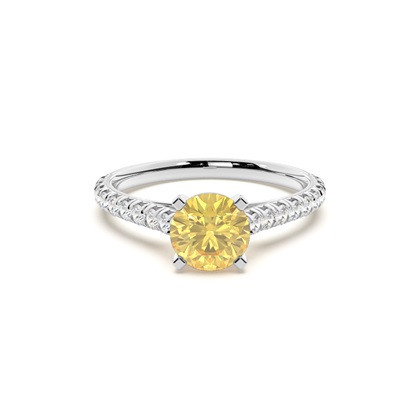 Yellow Diamond Side Stone Engagement Ring