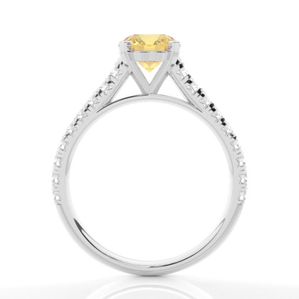 Yellow Diamond Side Stone Engagement Ring