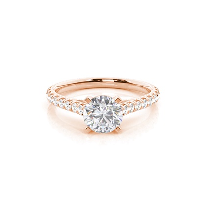 Prong Round Side Stone Moissanite Engagement Ring