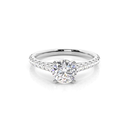 Prong Set Round Side Stone Diamond Engagement Ring