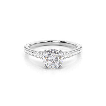 Prong Round Side Stone Moissanite Engagement Ring
