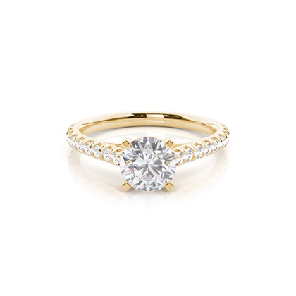Prong Round Side Stone Moissanite Engagement Ring