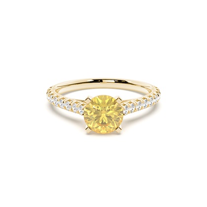 Yellow Diamond Side Stone Engagement Ring