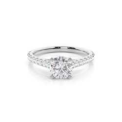 Prong Round Side Stone Moissanite Engagement Ring
