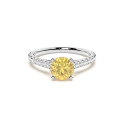Yellow Diamond Side Stone Engagement Ring