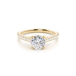 Prong Set Round Side Stone Diamond Engagement Ring