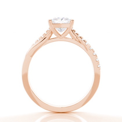 Prong Round Side Stone Moissanit Verlobungsring