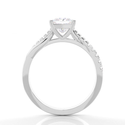 Prong Round Side Stone Moissanit Verlobungsring